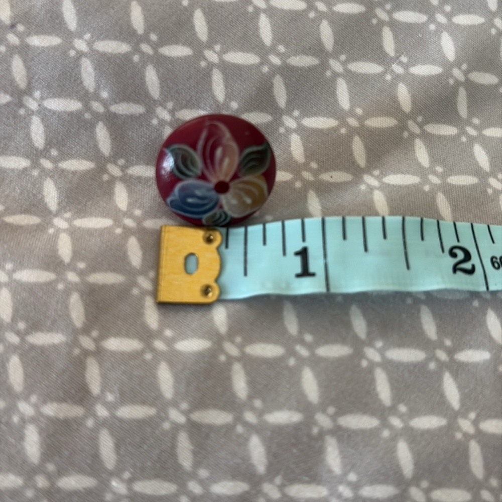 Hand Painted Red Floral Earrings and Pin Set - Picture 5 of 5